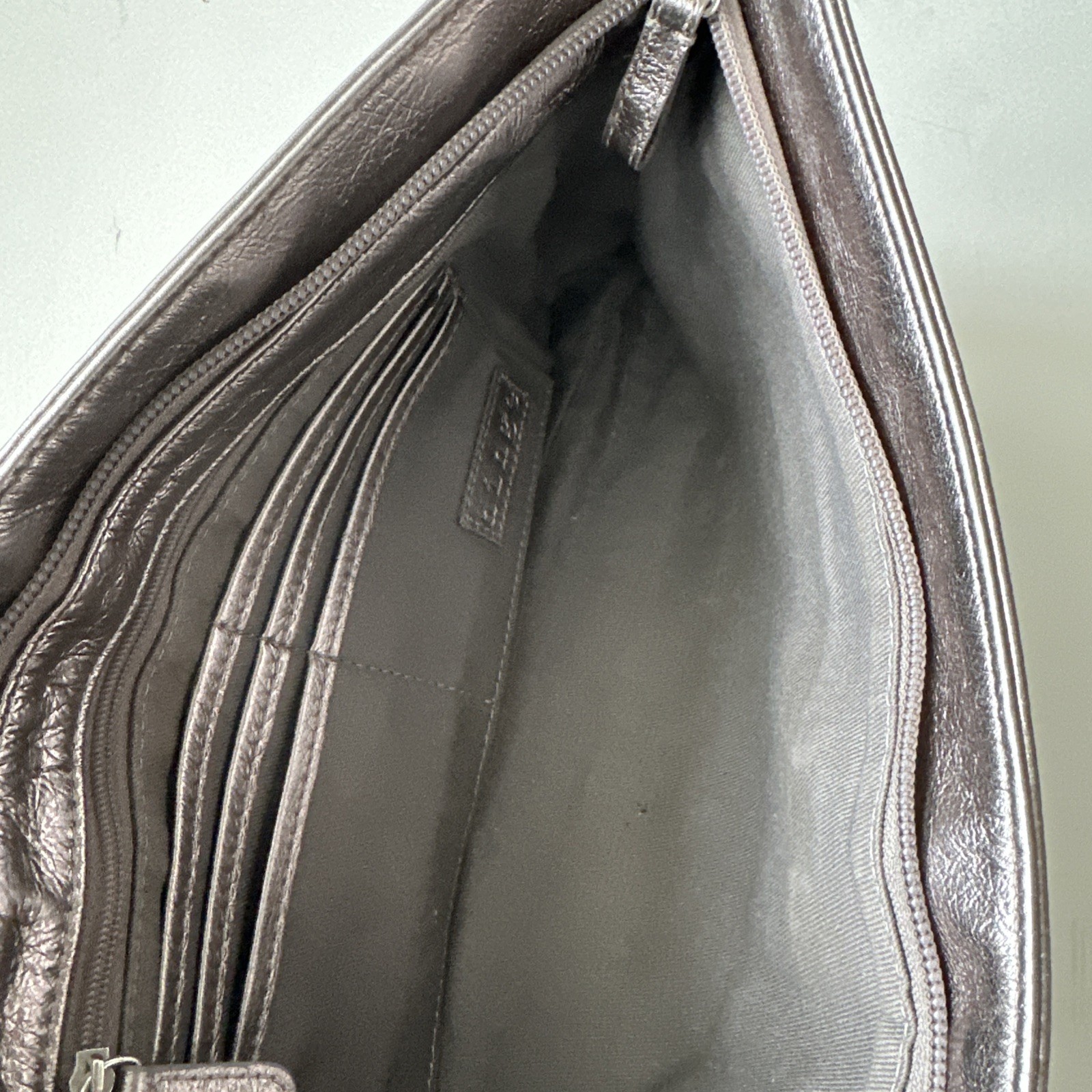 Vintage HINGE Genuine Leather Oversized Clutch Purse Large Buckle 14”