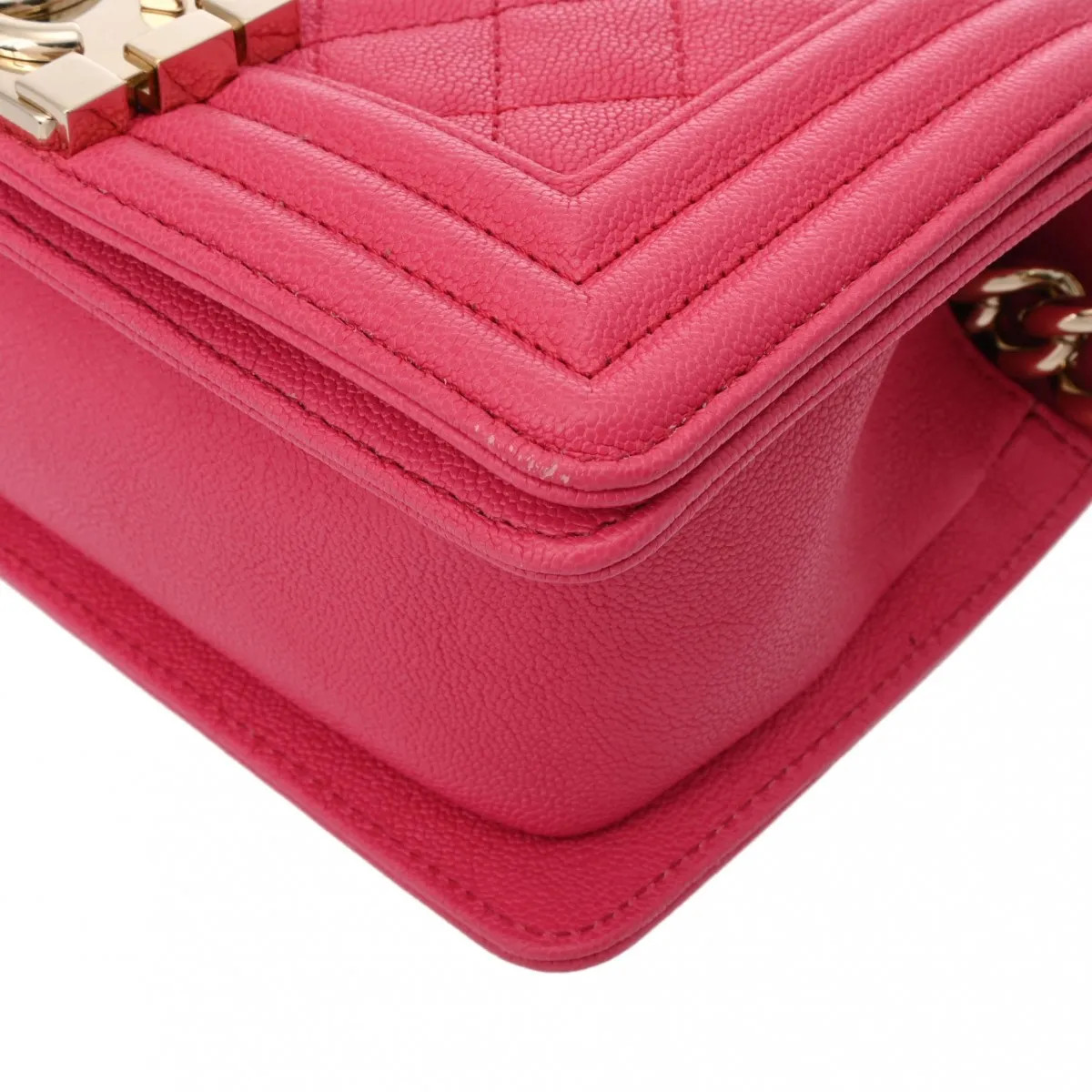 Chanel cm A67085 Shoulder Bag Grained Leather Pink #WB830