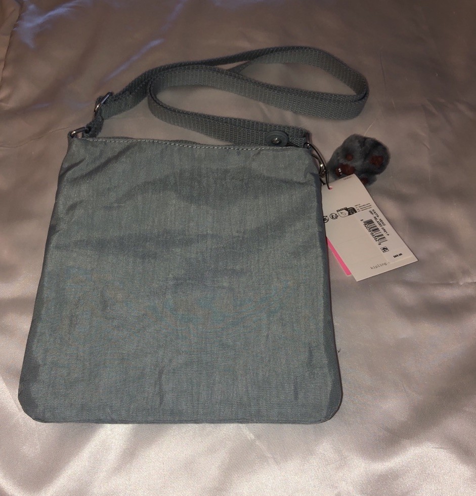 Kipling Keiko Relaxed Grey P Nylon Crossbody Bag + Monkey Key Chain NWT