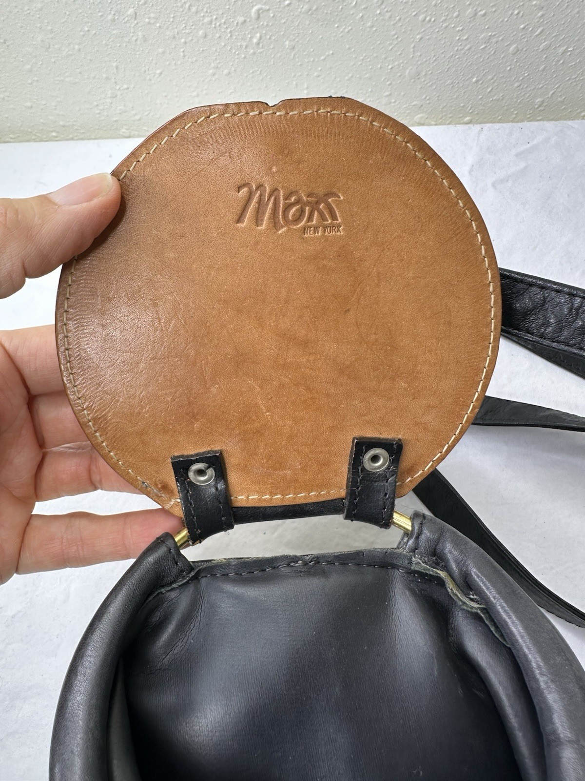Max New York Purse Jeweled Black Leather Small Crossbody Unique Vintage
