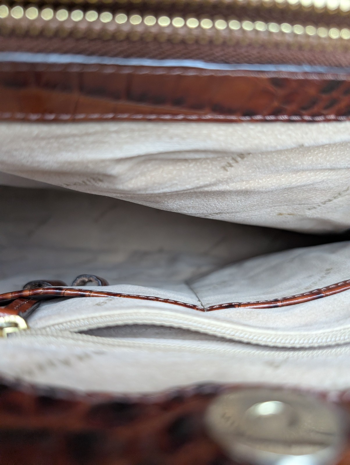 Brahmin Joan Tote Brown Croc Embossed Leather Shoulder Bag Purse Career Classic