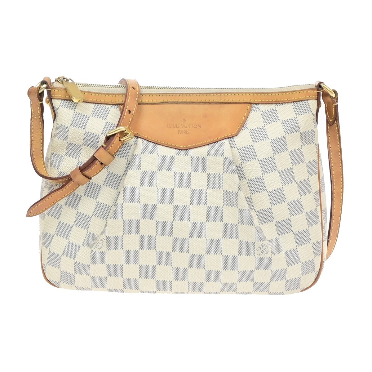 LOUIS VUITTON Siracusa PM Shoulder Bag Damier Azur Leather White N41113 91MA697