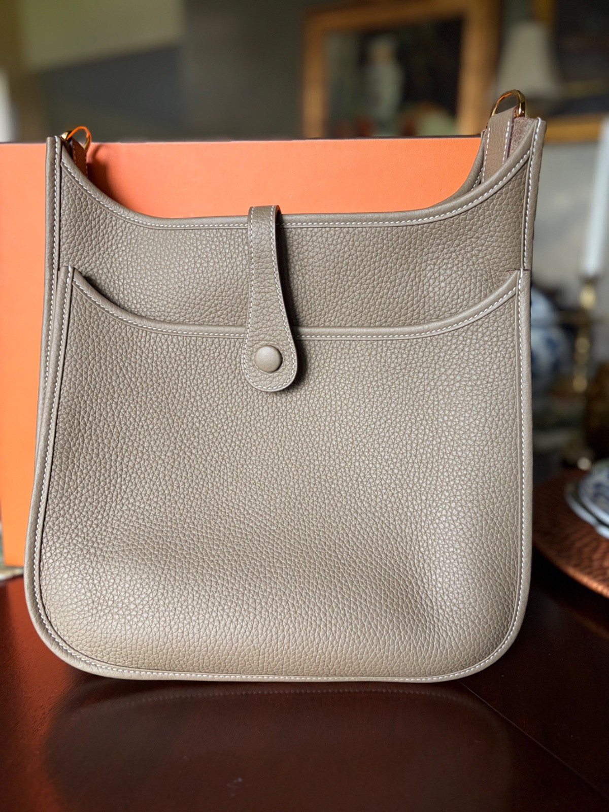 BRAND NEW AUTHENTIC HERMES 2025 Evelyne III PM 29 Etoupe Clemence Gold Hardware