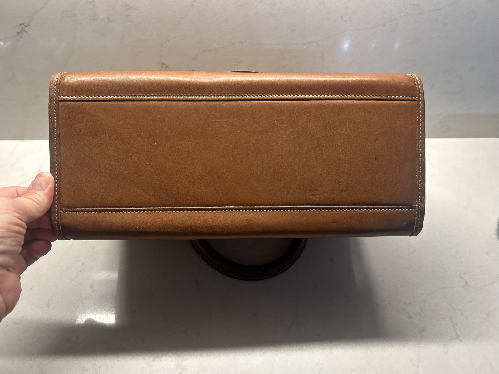 Vintage Ghurka No 16 The Keeper Tan Leather Satchel Bag Top Handle