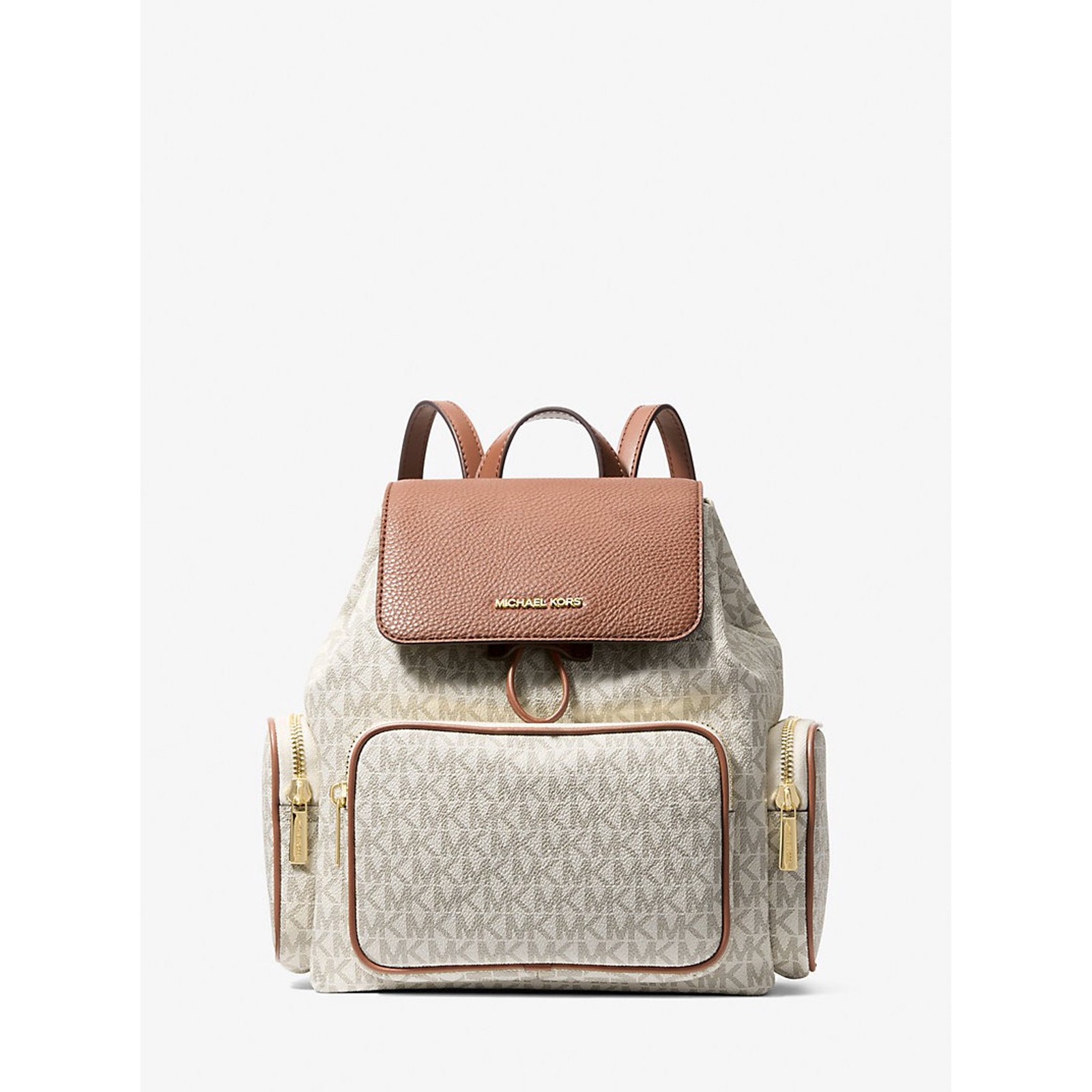 Michael Kors Outlet Merritt Small Signature Logo Cargo Backpack – Vanilla