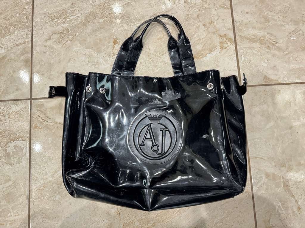 Black Armani Jeans Tote Bag Made of PVC Vinyl 17×12