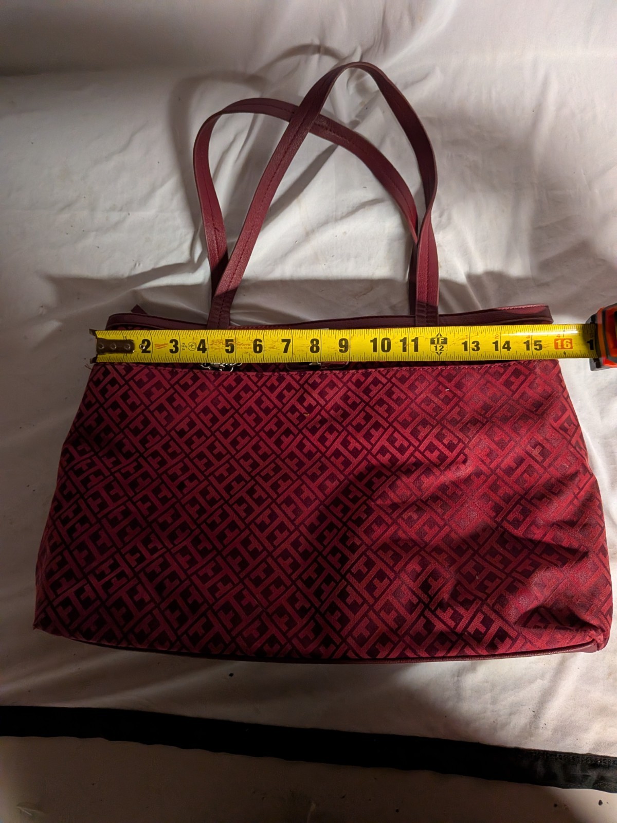 Tommy Hilfiger Red Monogram Jacquard Tote Bag Purse Star Charm Handbag VNG-DON