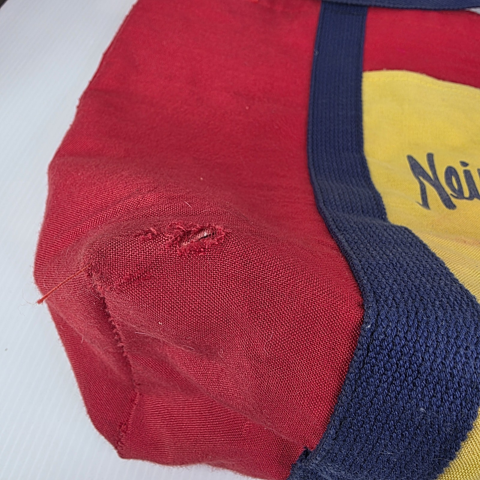 NEIMAN MARCUS Tote Bag Red Yellow Blue Straps Canvas 80’s Vintage