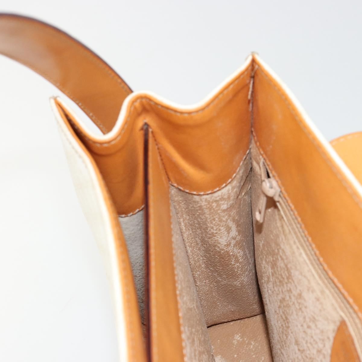 CELINE Macadam Canvas Hand Bag PVC Leather White Gold Auth 181760