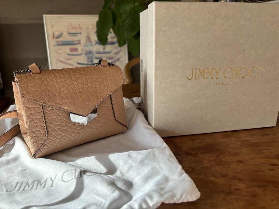 JIMMY CHOO Small Chain Leather Crossbody Bag BALLET PINK 12 x 15 x 9cm Women