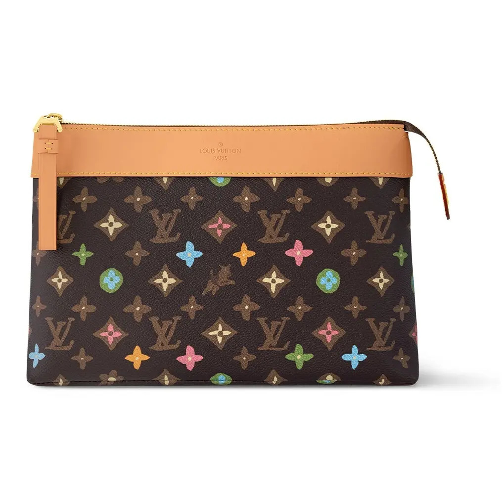 LOUIS VUITTON Monogram Kragi Pochette Voyage Souple Bag 11.8x3x8.2 in