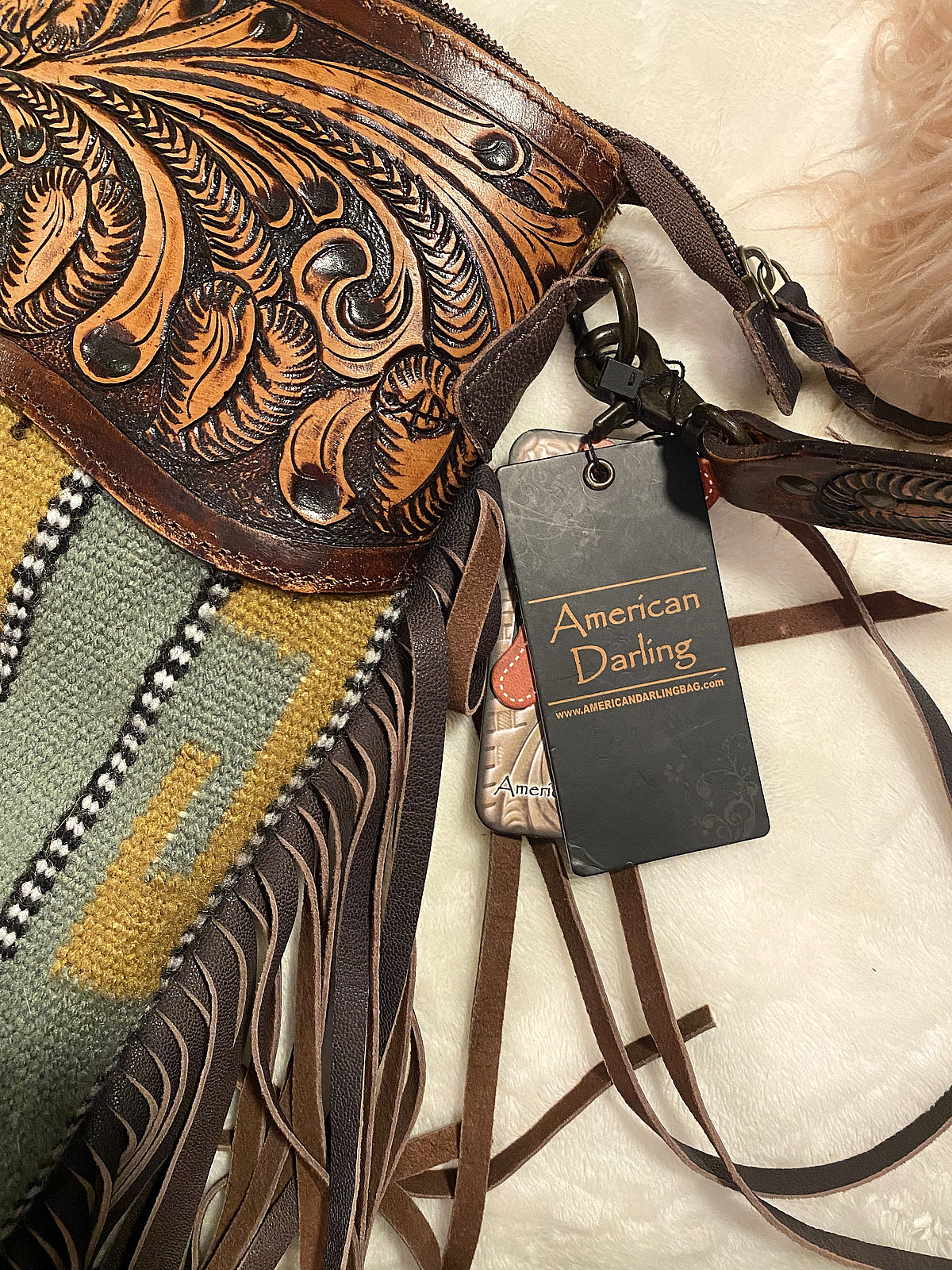 Hand-Tooled American Darling Bag. Unused, tags still attatched