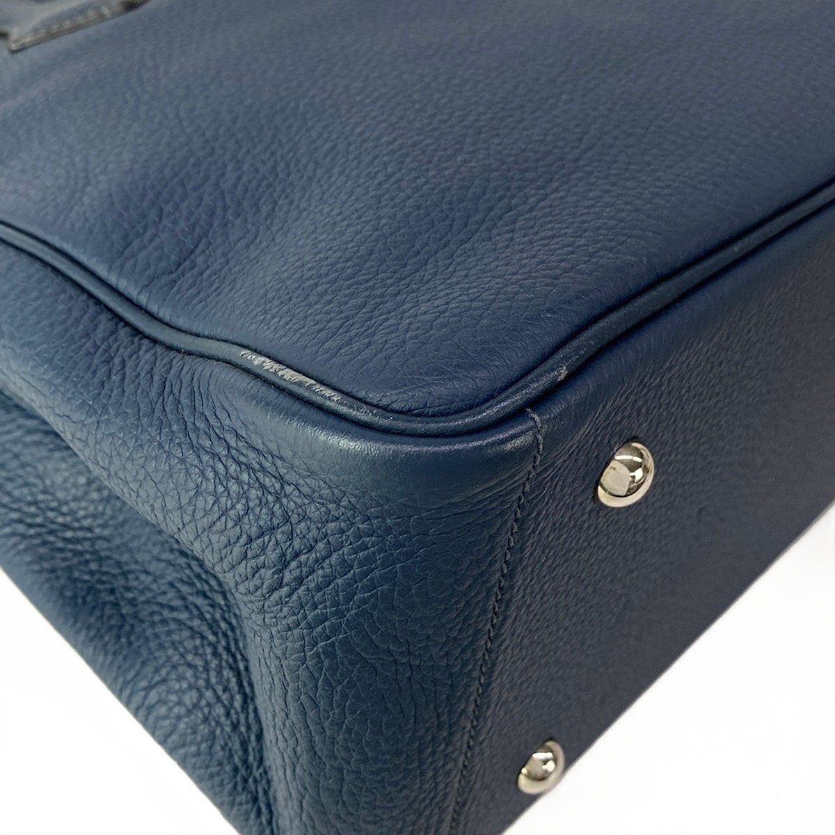 HERMES Victoria Cabas 32 Dark Navy Taurillon Clemence Square L Tote Bag