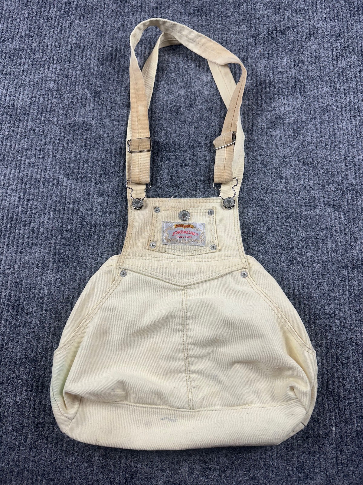 Vintage Jordache Purse Hobo Bag White Denim Jean Overalls Small 12×12 Y2K *FLAWS