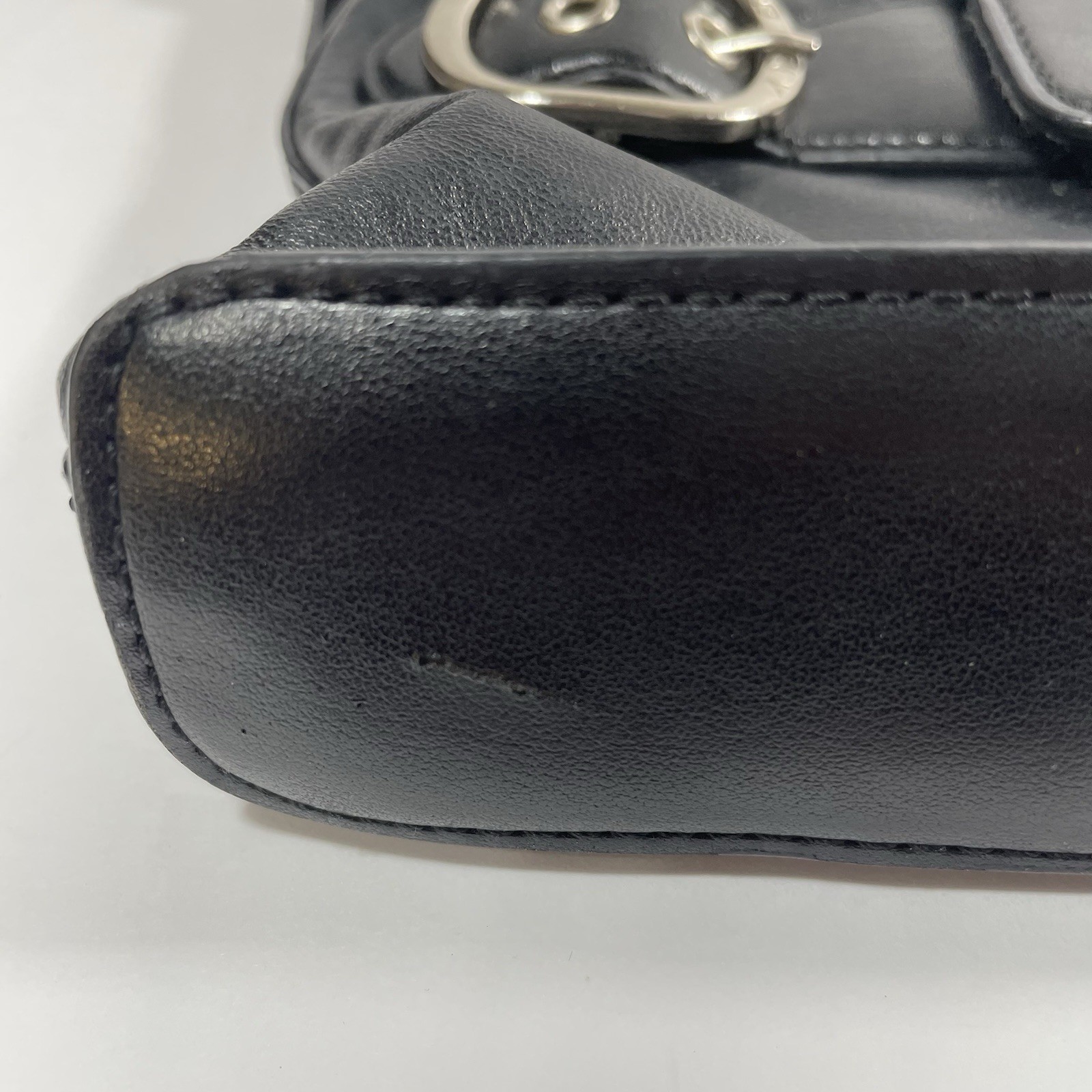 DKNY Black Soft Real Leather Crossbody Purse Bag 9.5×8.5×2 Inches