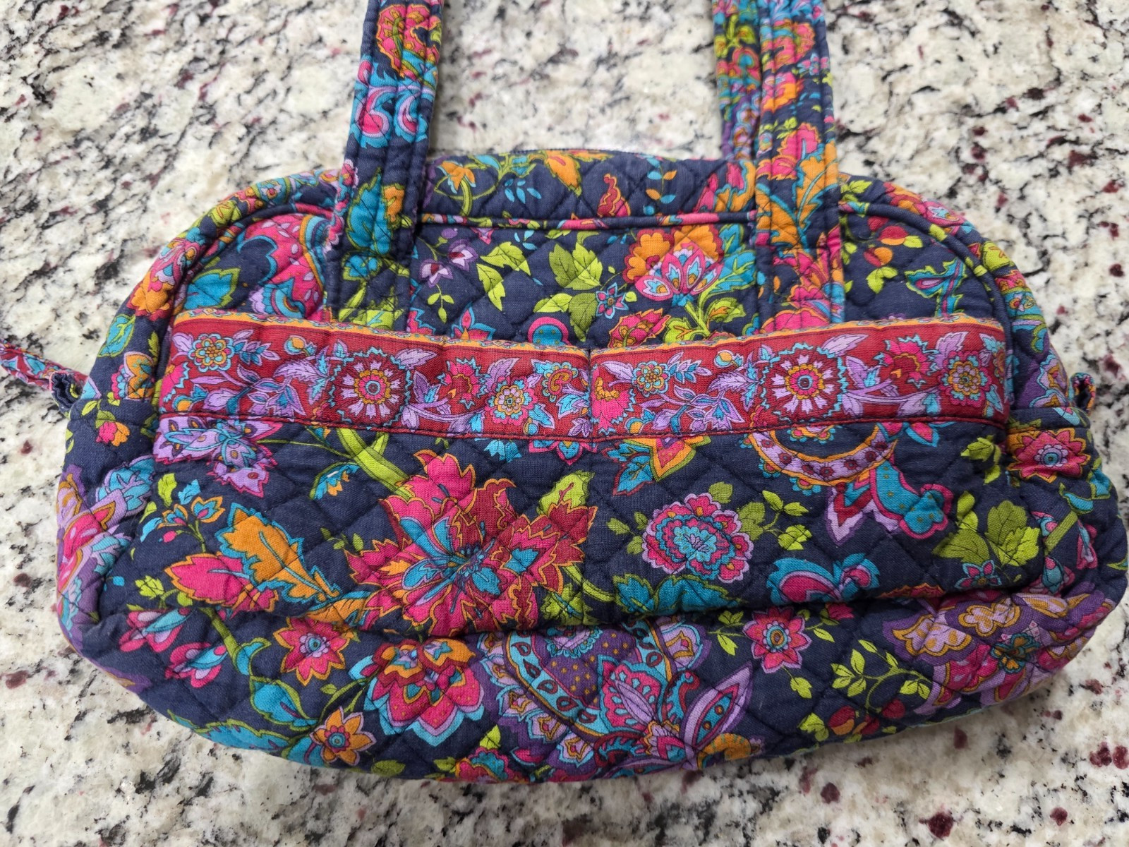 Quilted Purse by Stephanie Dawn Handbag Multi Color Floral 7.5in x 12in