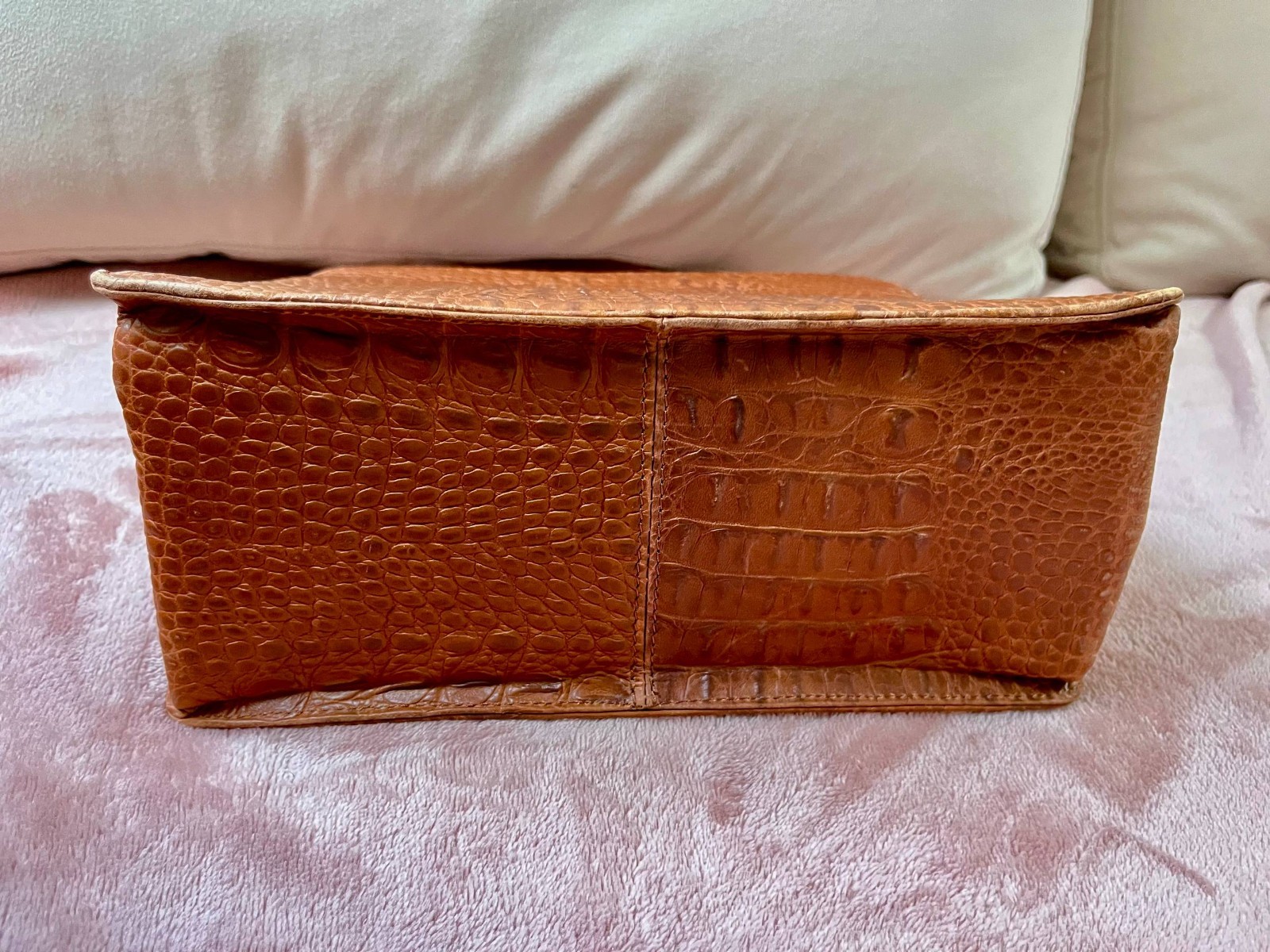 Rare Vintage MARINA RINALDI Croc-Embossed Leather Frame Bag