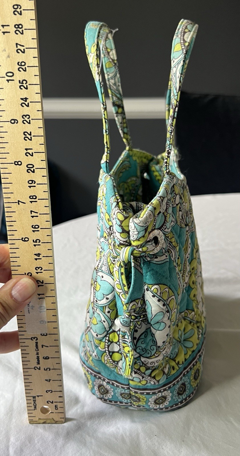 Vera Bradley sustainable turquiose/lime ‘Peacock Paisley’ Sherry handbag
