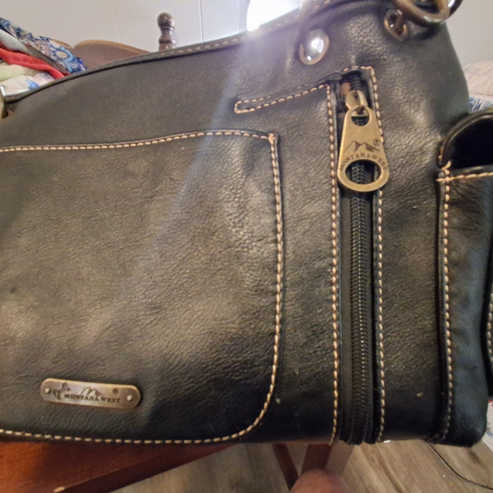 Montana West Select Black Studded Western Shoulder Bag Turquoise Medallion Boho