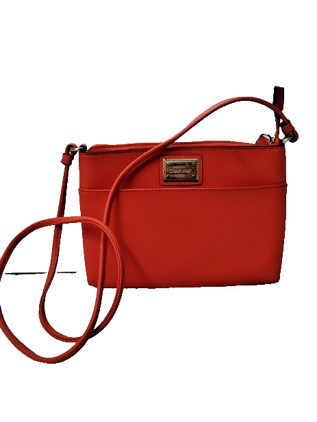 CALVIN KLEIN Womens Orange CROSSBODY Purse, Medium size, Good condition