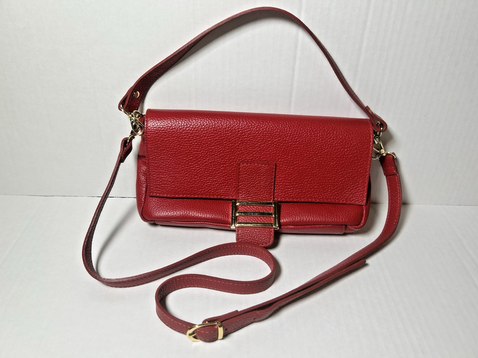 Divina Firenze Red Leather Shoulder /Crossbody Purse