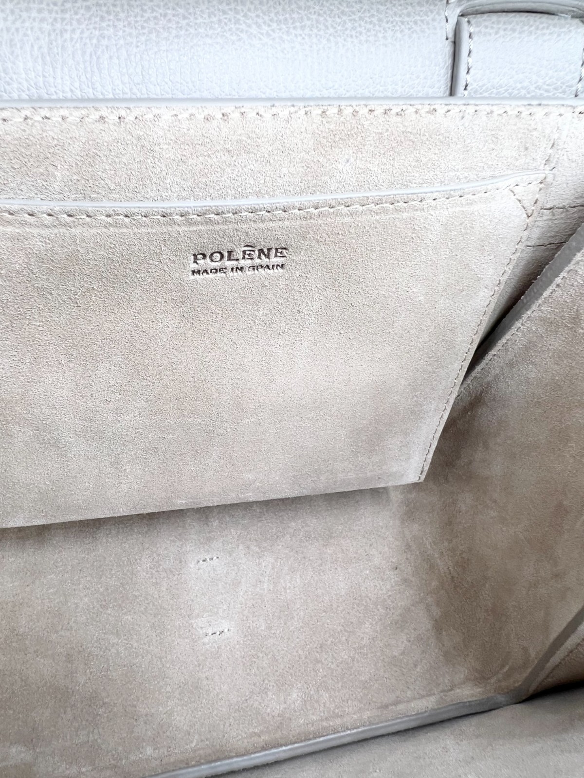 Authentic Polène Paris Numéro Sept in Textured Taupe Pebble Leather Crossbody