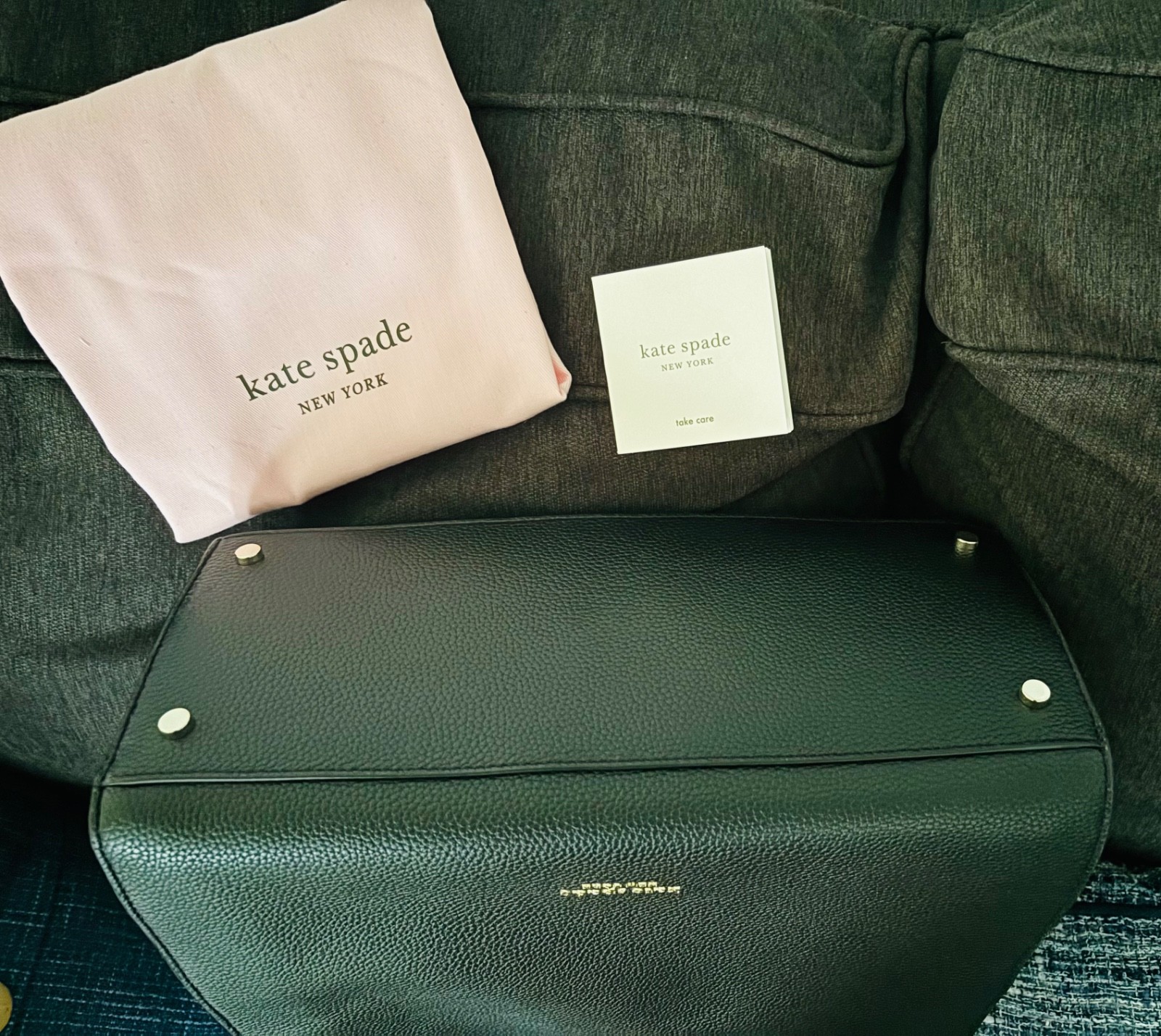 KATE SPADE Large Black Pebble Leather Satchel Tote Purse Shoulder Bag Classic