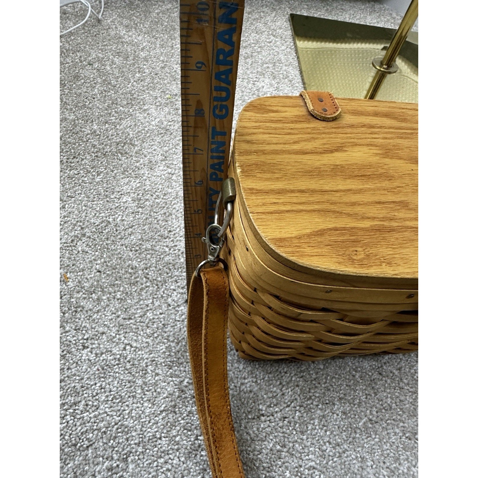 Longaberger VTG wooden handwoven 1997 CROSSBODY basket purse leather strap