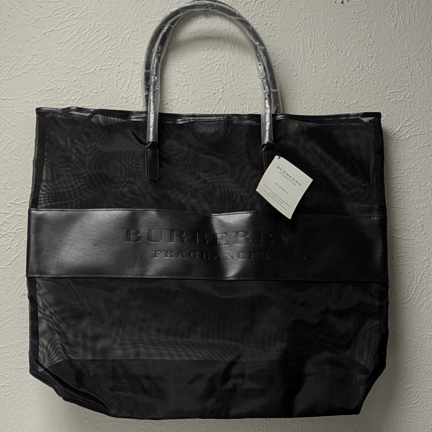 Burberry Fragrances Black Mesh Tote 21x17x4 Large Shopper Beach Travel Handbag