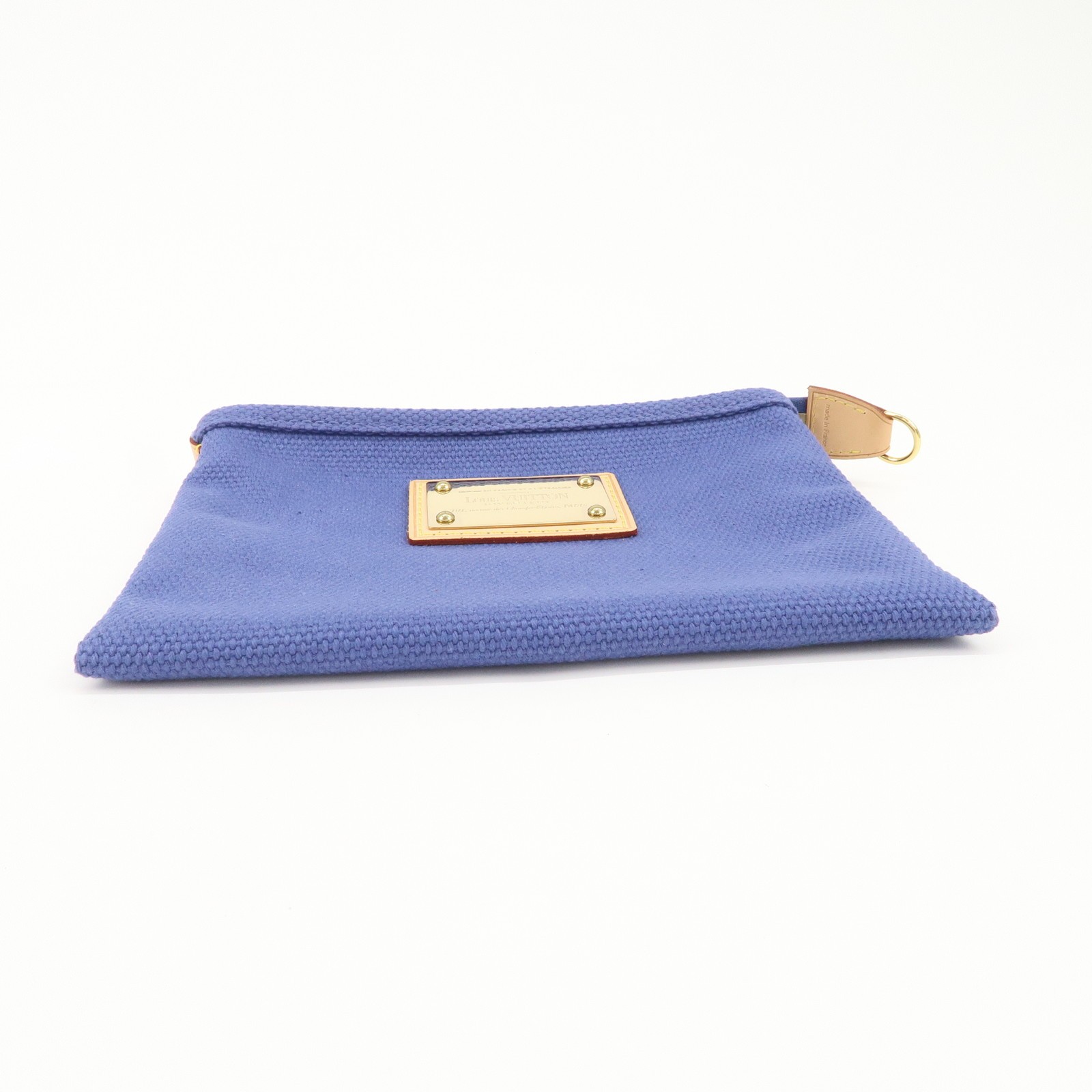 Louis Vuitton Antigua Canvas Nume Leather Pochette Plate PM M40067 Auth Used