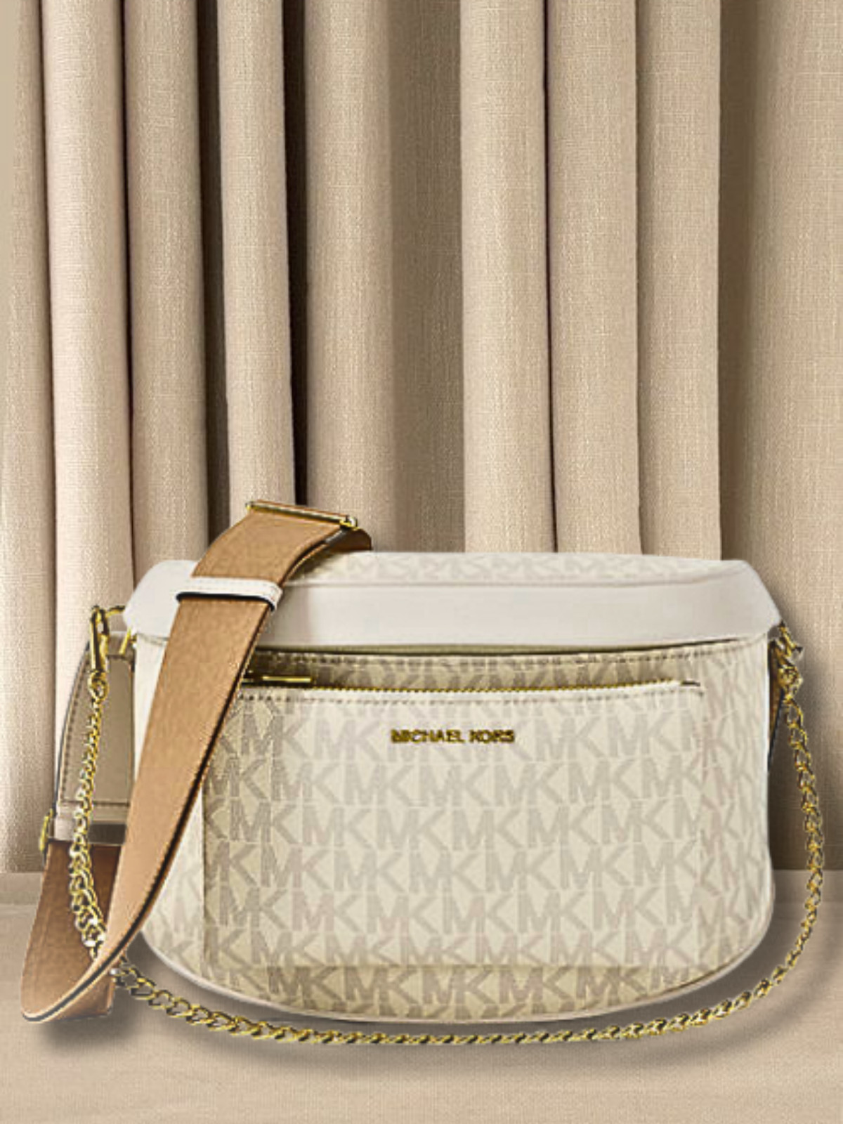 Michael Kors Slater Women Medium Signature Logo Chain Sling Pack Crossbody Bag