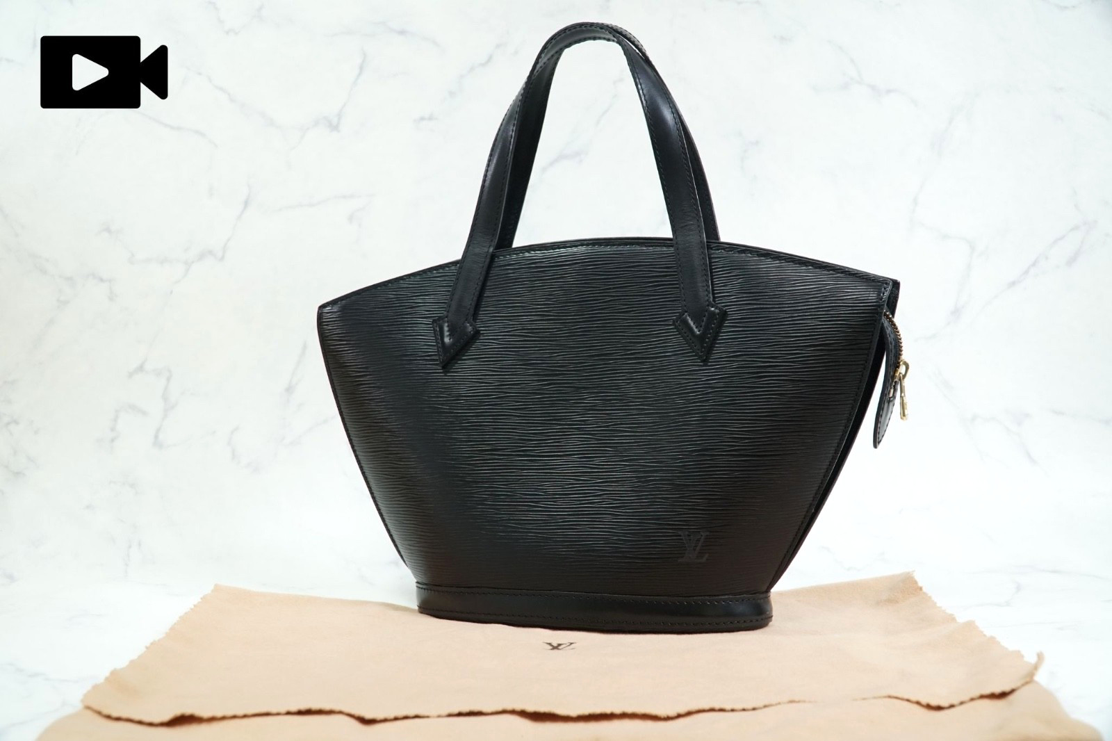 [Excellent] Louis Vuitton Epi Saint Jacques Handbag Noir Black M52272 Leather