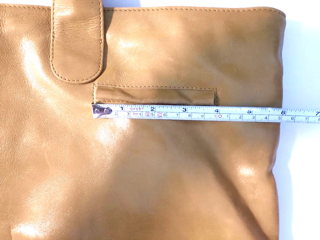 Oversized Tote Bag – Goldish-tan color/17″ wide x 15.5″ high Possibly Leather