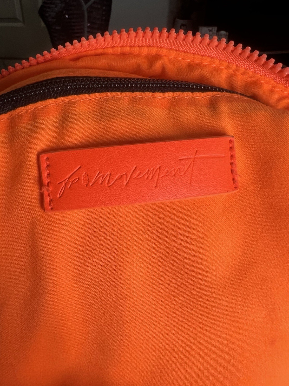 Free People Orange Quilted Handbag Zip Top Handle Lined Pockets Silver HW