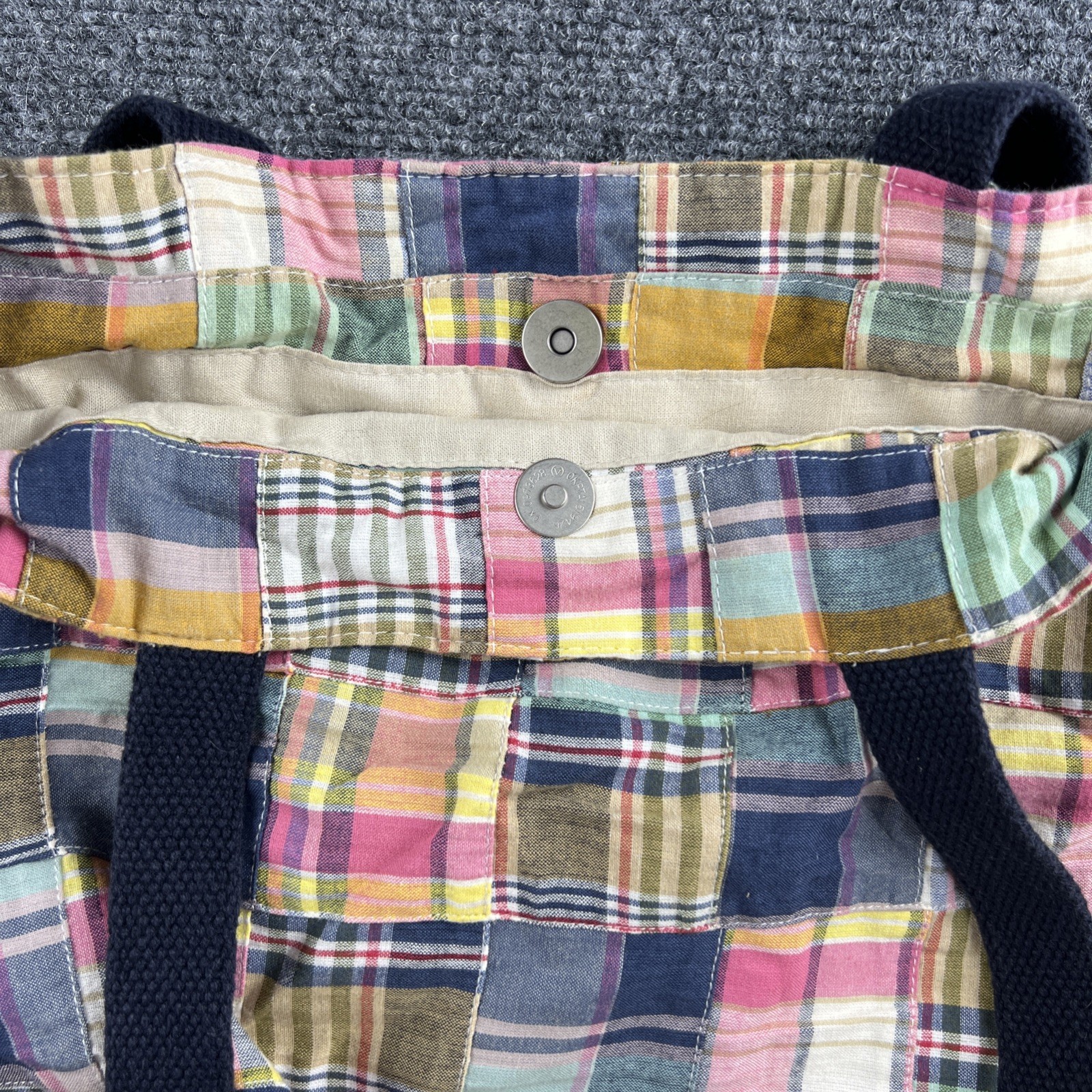 Vintage Duck Head Madras Patchwork Tote Bag Plaid Preppy 90s Ivy Grandmillennial