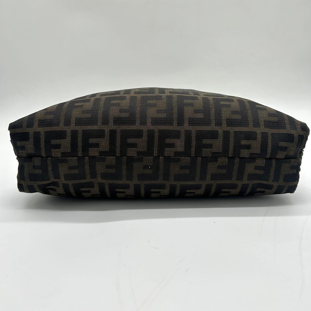 FENDI Shoulder Bag Zucca Leather Brown Vintage From Japan Authentic