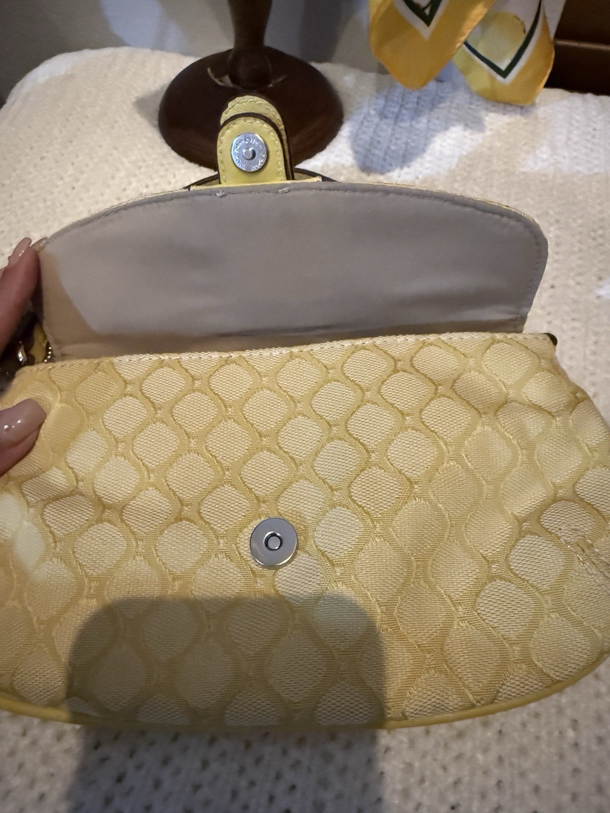 Nine West Yellow Small Shoulder Bag Buckle Magnetic Inner Pockets