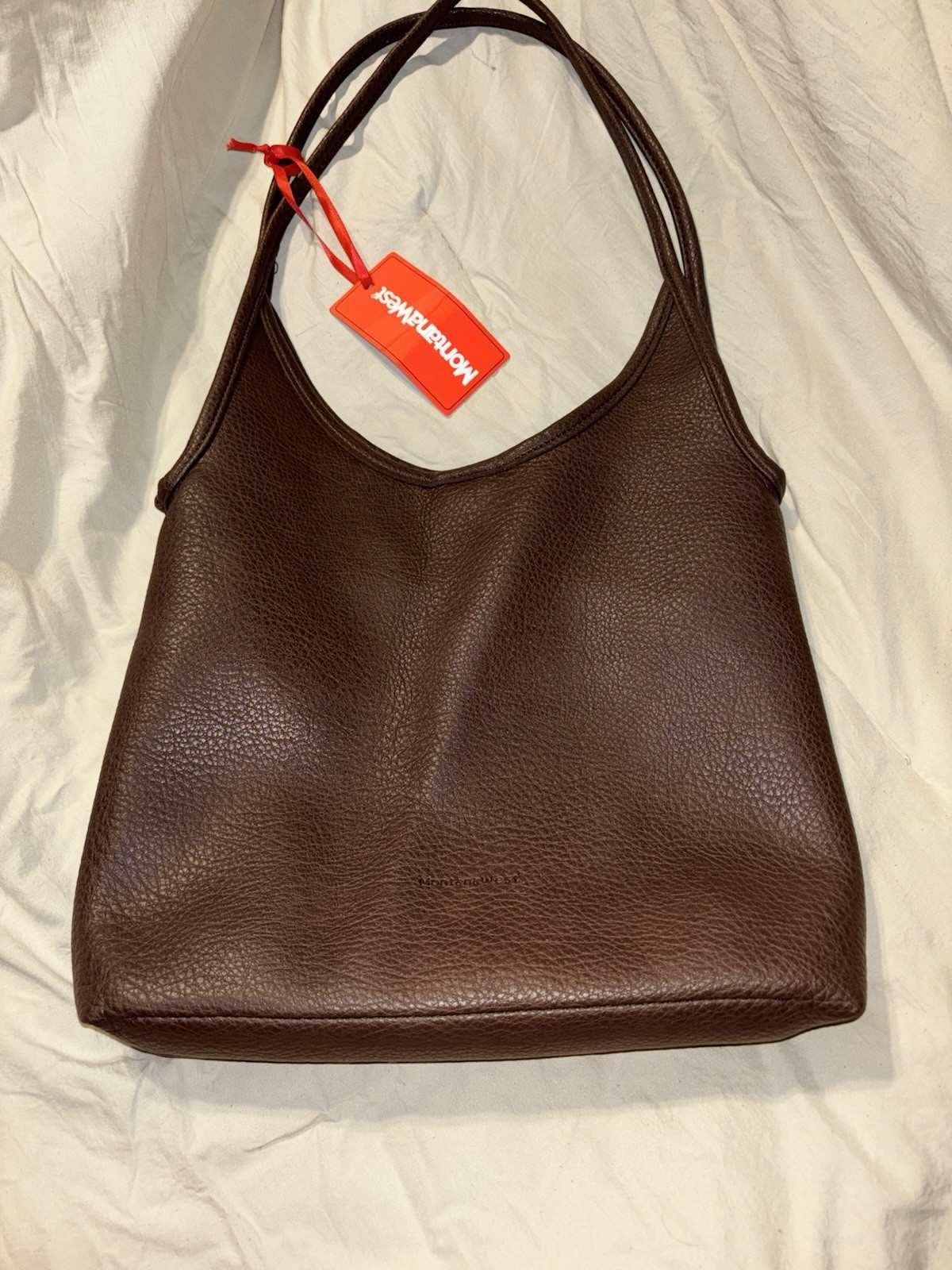 Montana West Brown Hobo Shoulder Bag, Medium, Magnetic Snap, Pockets, Gold