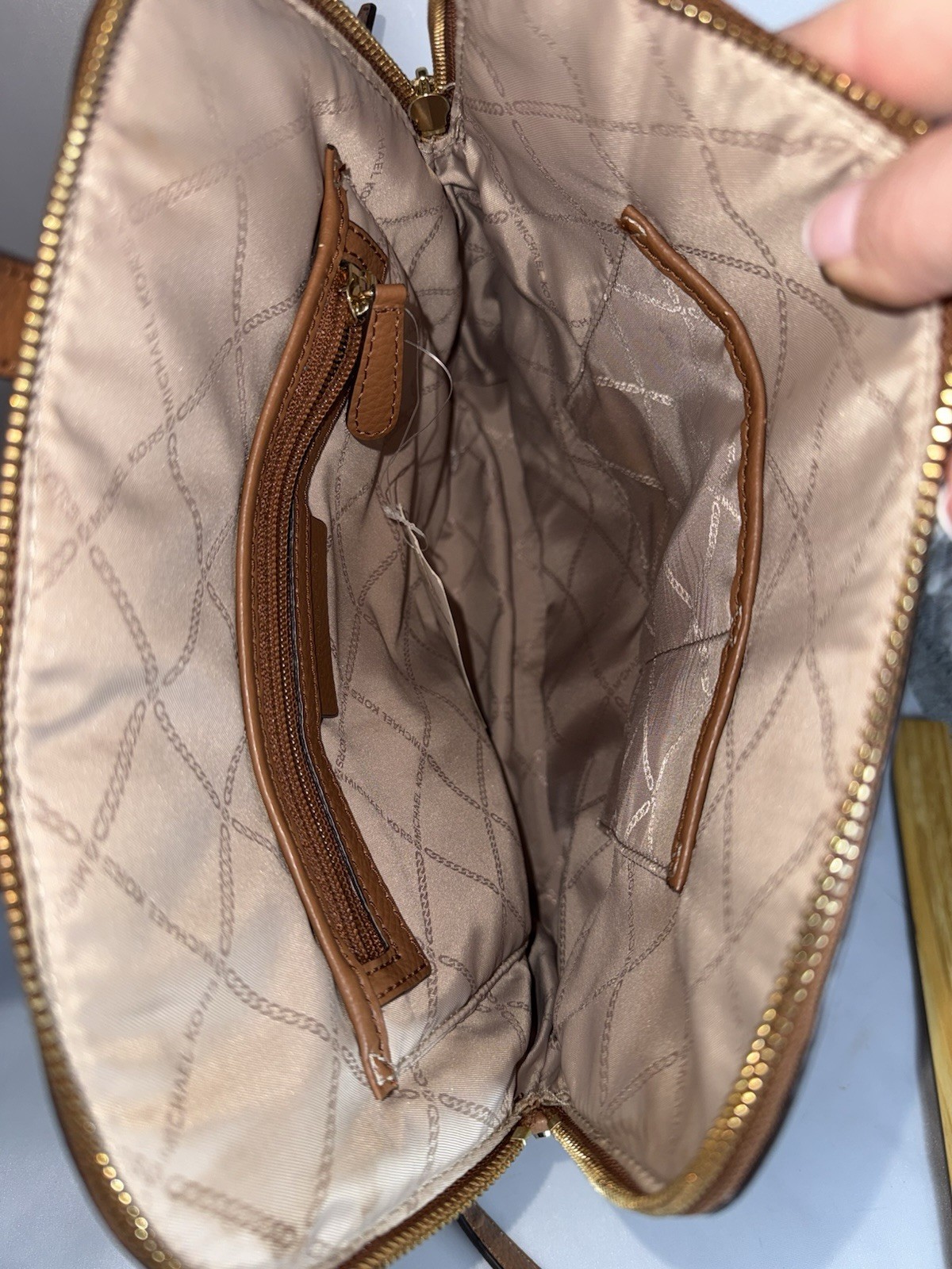 Michael Kors Rhea Slim Medium Brown Pebbled Leather Backpack Gold Trim NWT