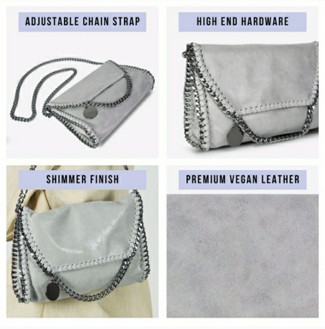 MERSI ALICIA VEGAN LEATHER CHAIN STRAP CROSSBODY PURSE