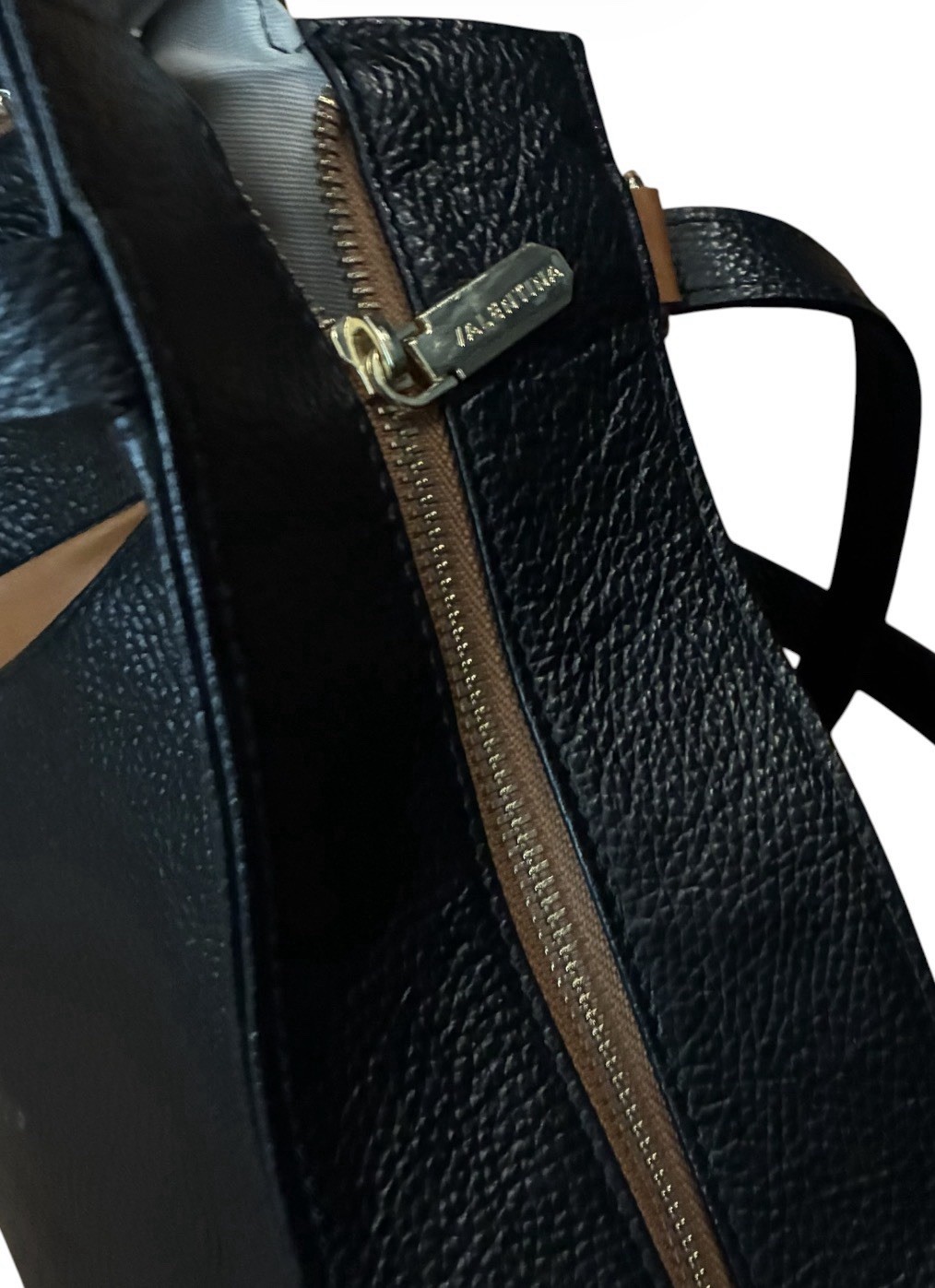 Valentina Italian Black Leather Convertible Backpack Shoulder Zip Lined Pockets
