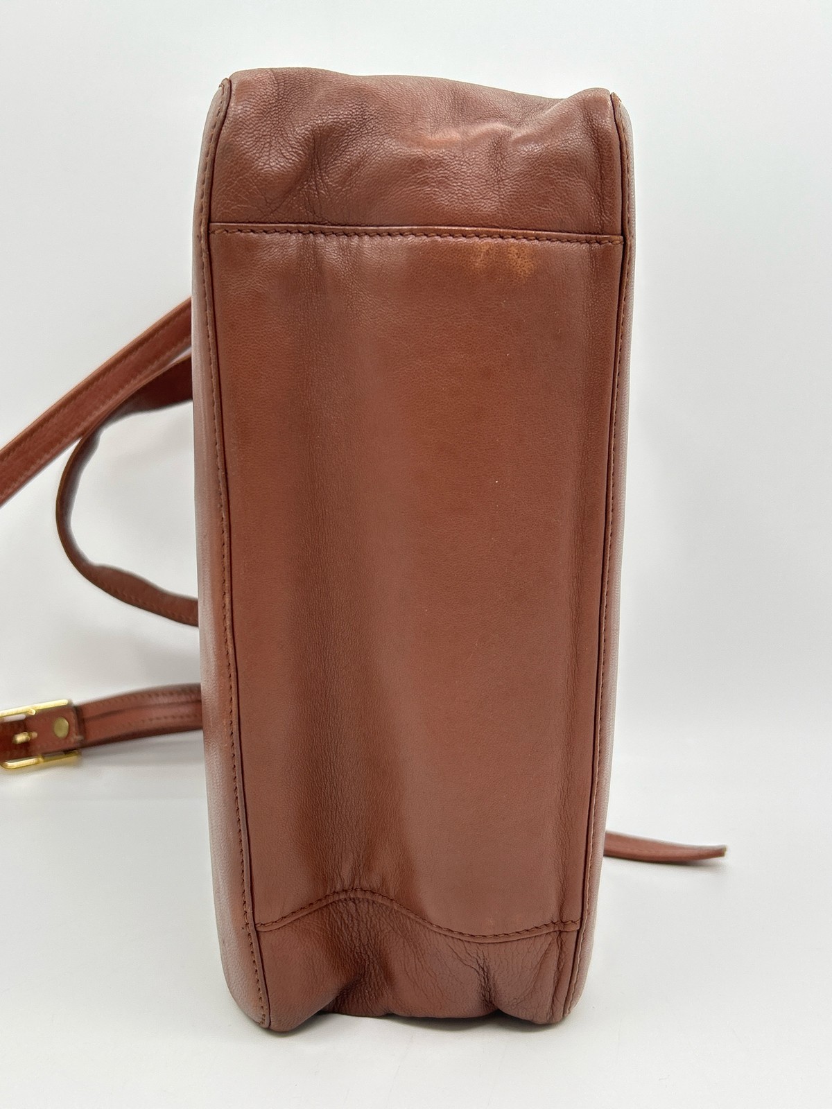LOEWE Brown Women Vintage Anagram Lambskin Buttery Soft Leather Satchel Tote