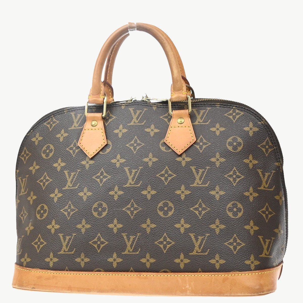 LOUIS VUITTON LV Logo Alma Hand Bag Monogram Leather Brown USA M51130 85KD682