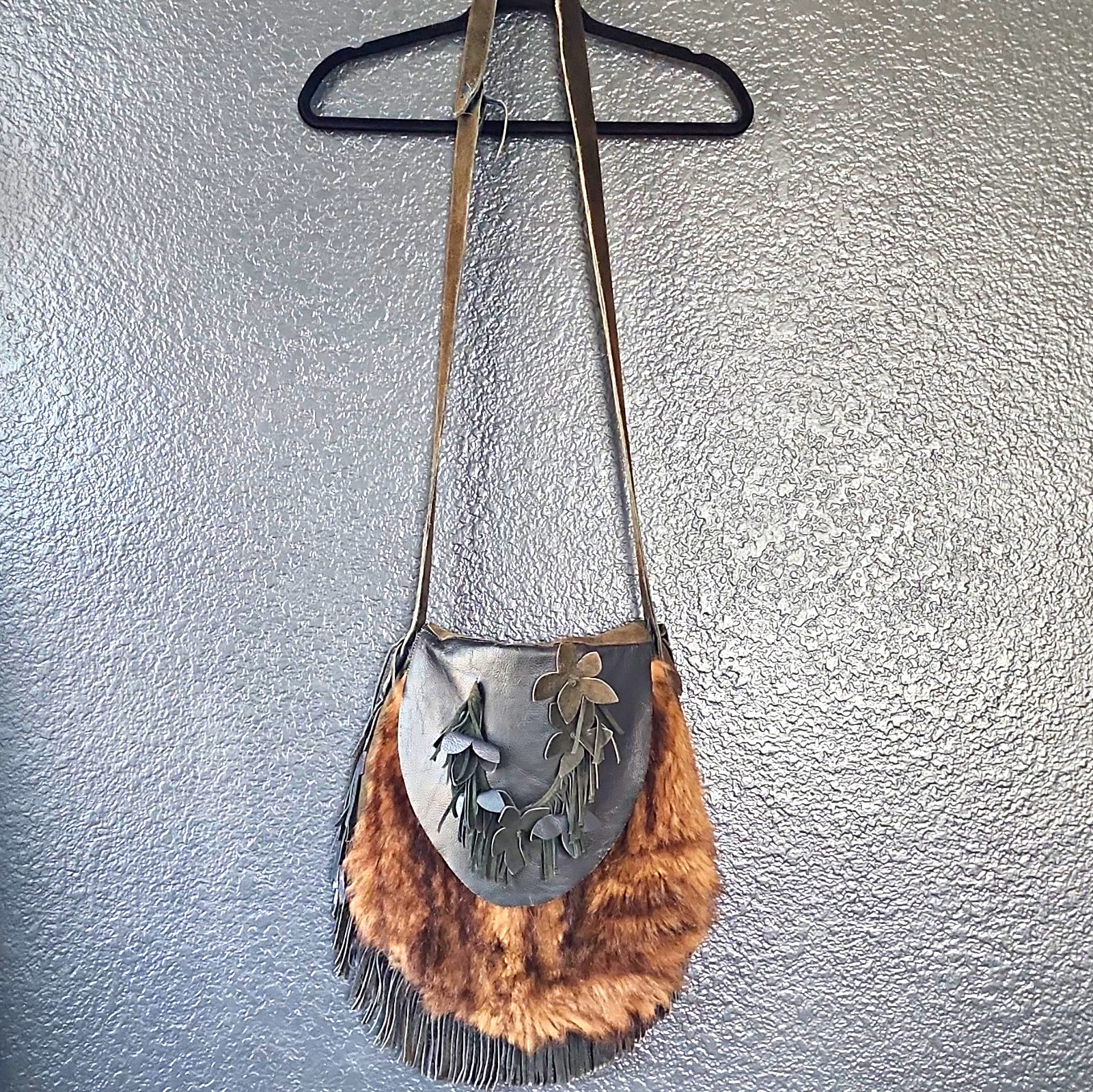 Real Mink And Leather Cross Body Bag With Fringes