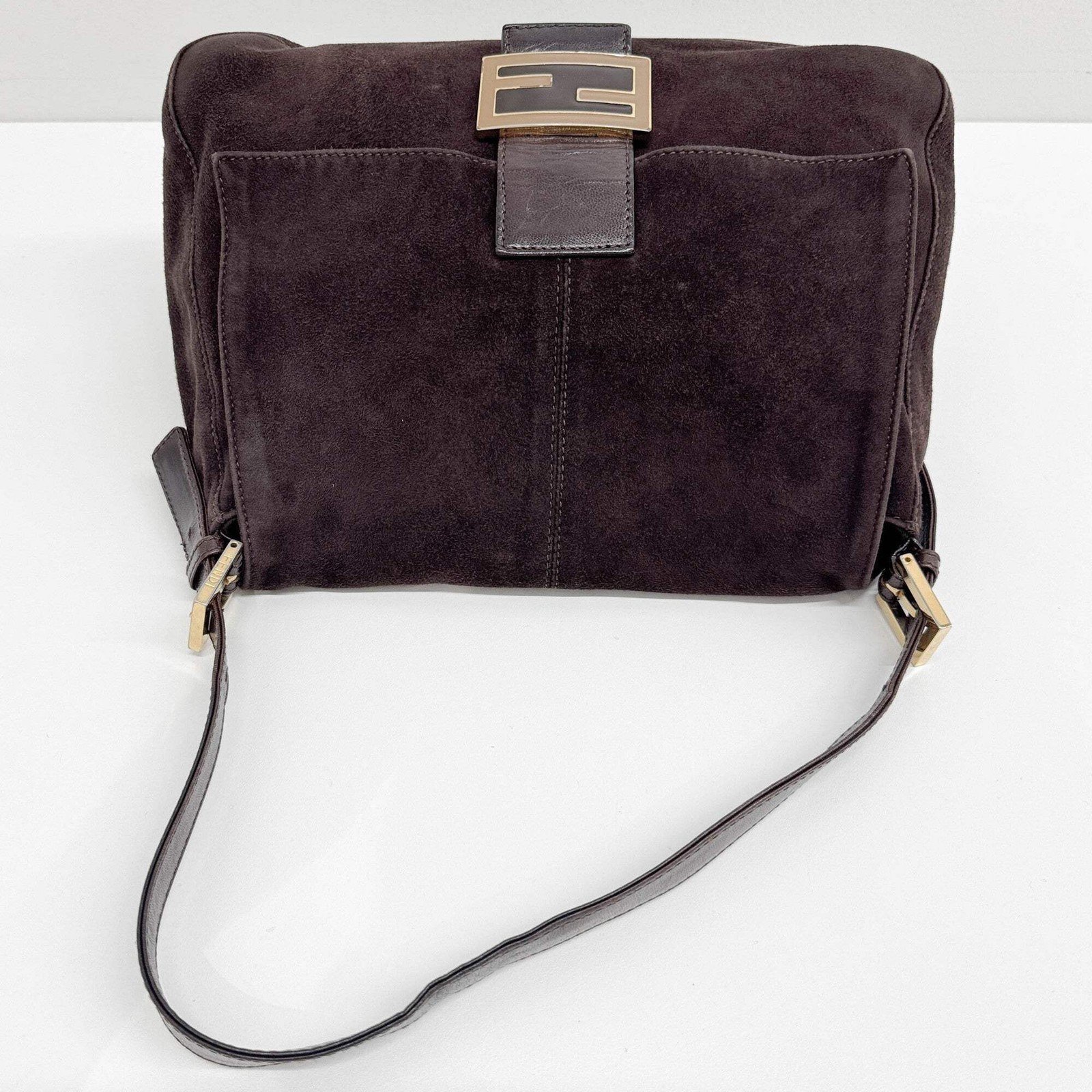FENDI Mamma Baguette Brown Suede Shoulder Bag