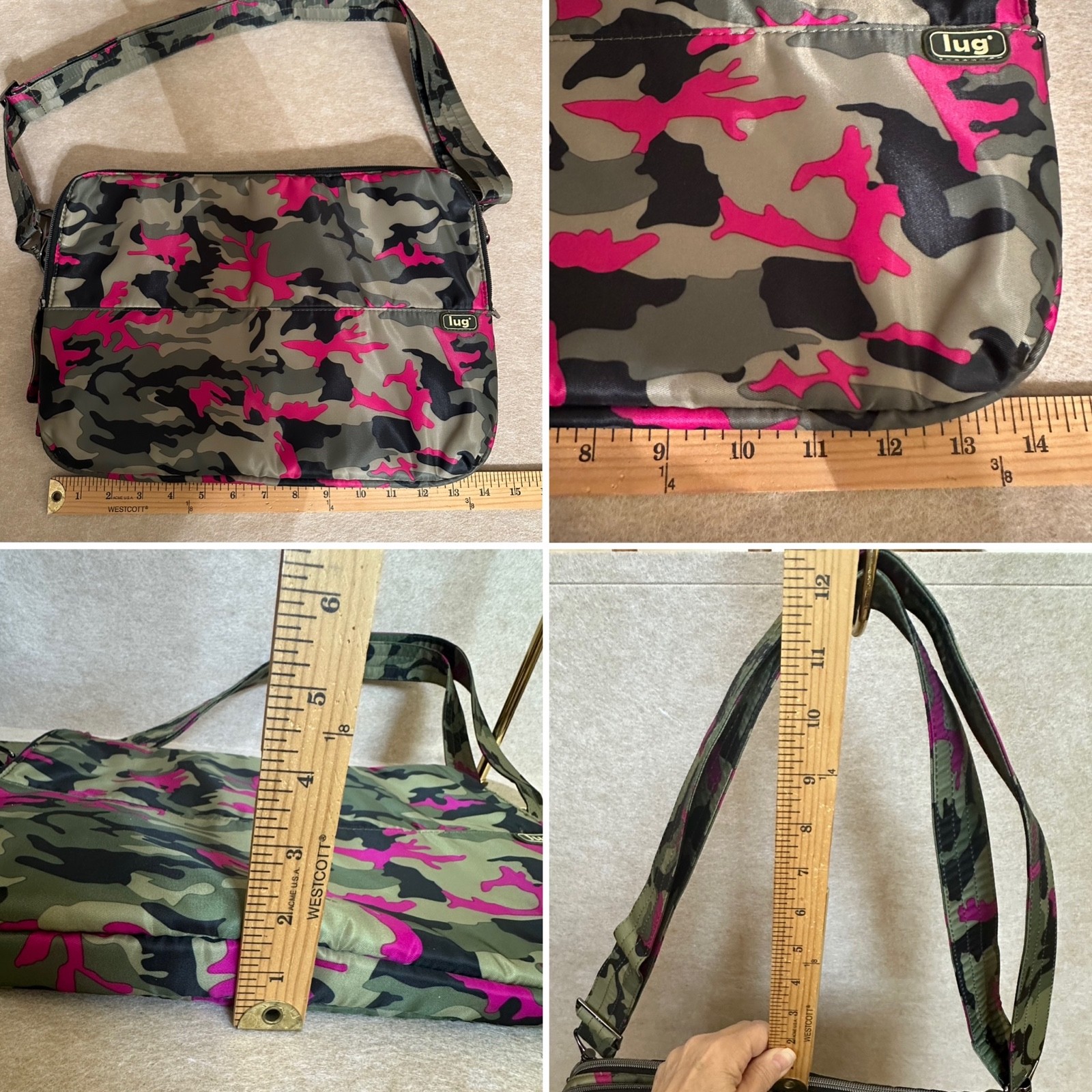 NWOT Lug Delta Orchid Camo Laptop Bag Adjustable Strap Side Handle Mouse Pad