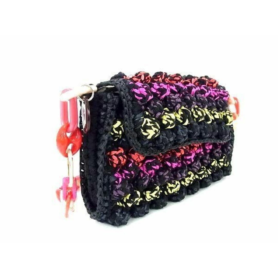 MISSONI Cotton Rayon Polyester Shoulder Bag Multicolor Black Women Authentic JP