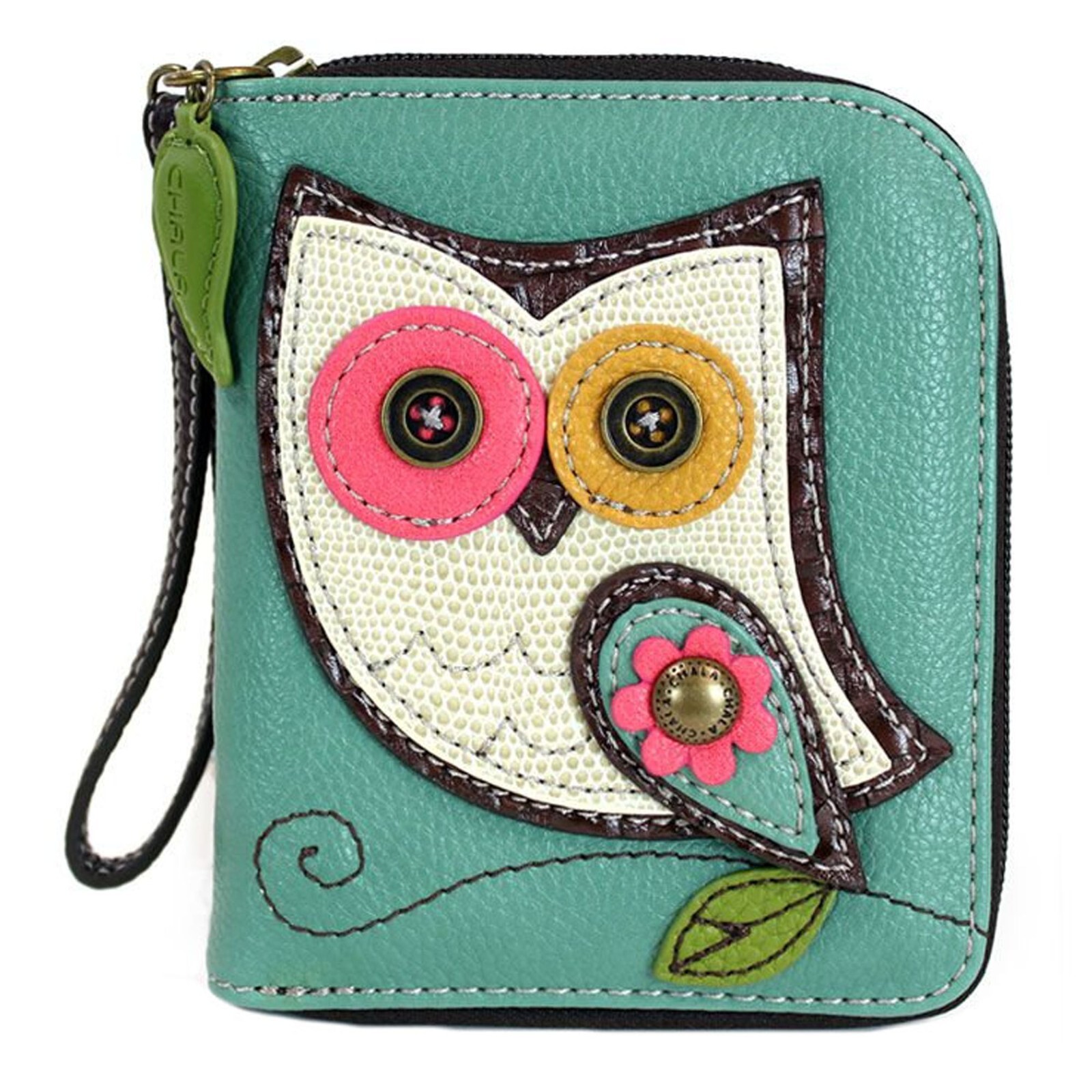 CHALA OWL Teal Zip Around Wallet Wristlet NWT