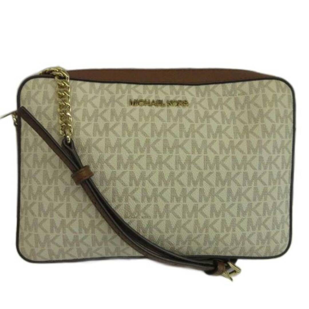 Michael Kors Shoulder Bag PVC Leather MK Signature Chain Logo Gold Hardware Used