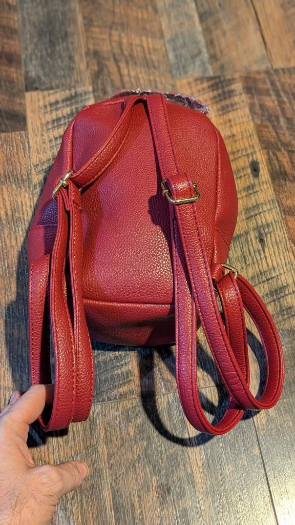 Jessica Moore Red Mini Backpack Purse Convertible Small Faux Leather w/ Dust Bag